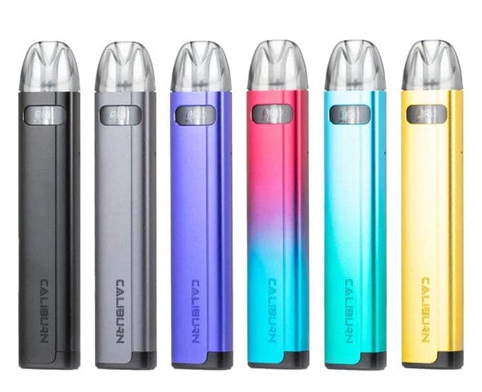 Uwell CALIBURN A2S pod system showcasing its sleek hardware design with mouthpiece and adjustable airflow features.