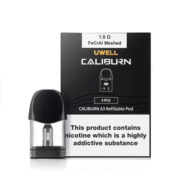 Uwell CALIBURN A3 replacement vape pods, clear e-liquid windows and mouthpiece, for UWELL vape device.