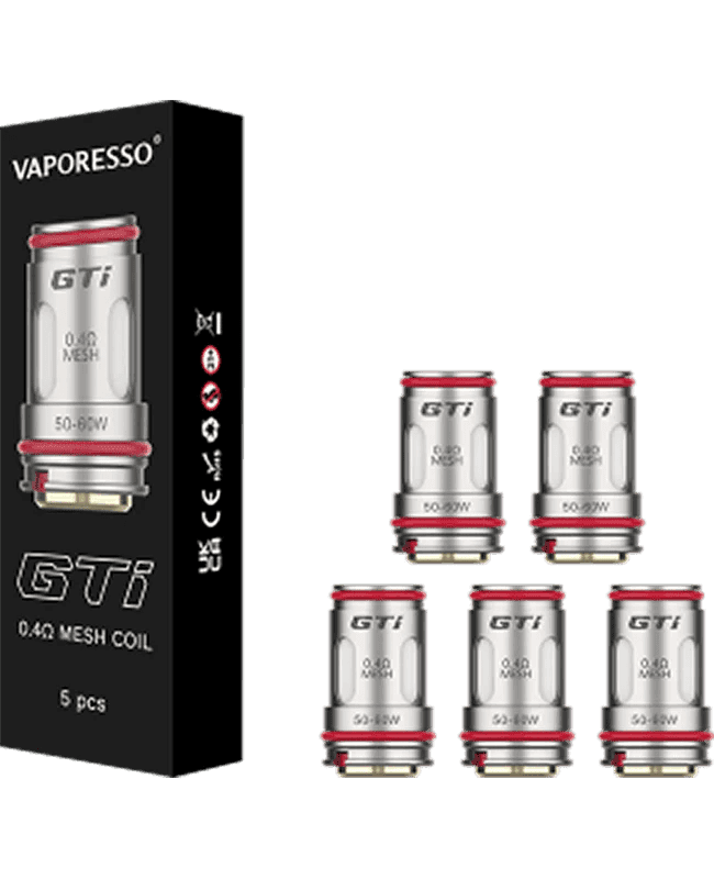 Vaporesso GTi replacement coils for vape devices, showing multiple coils with metal and cotton wicks for optimal flavor.