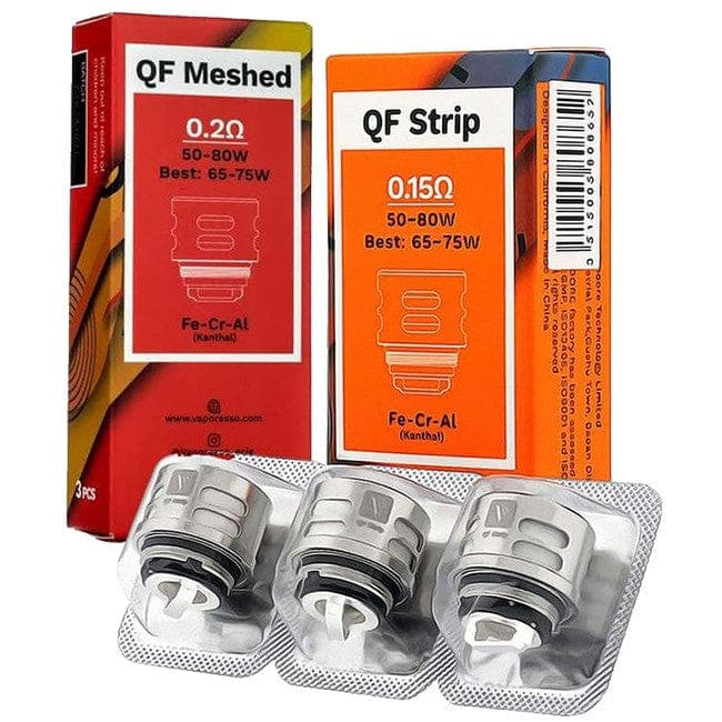 Vaporesso SKRR QF replacement coils for vape tanks, featuring multiple coil options for improved vapor and flavor.