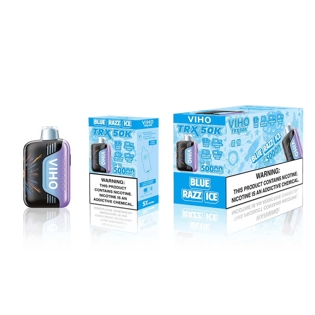 VIHO TRX 50K disposable vape with sleek design, offering 50,000 puffs for a long-lasting vaping experience.