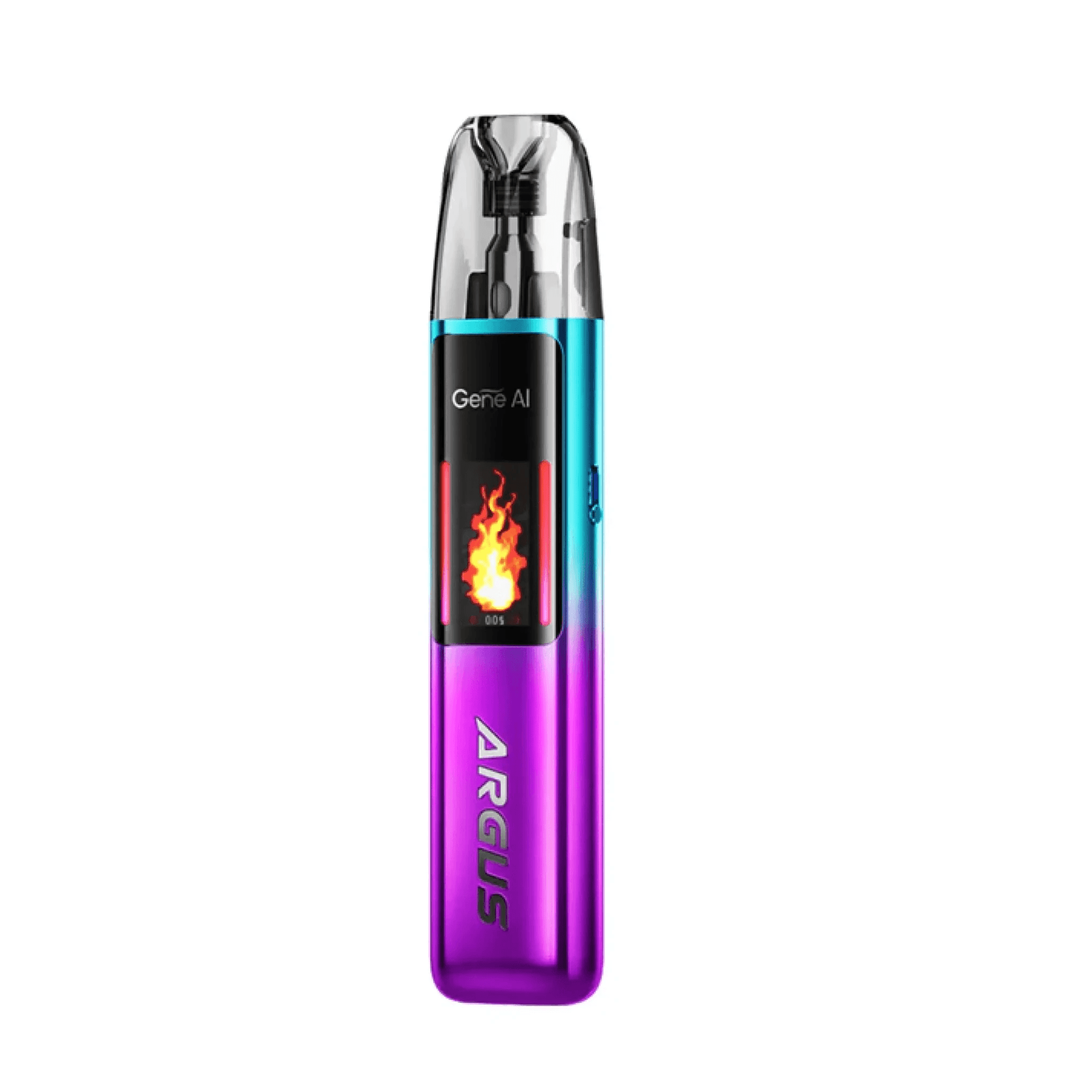 VOOPOO Argus G2 30W pod system hardware with sleek design and compact size, featuring adjustable wattage and ergonomic mouthpiece.