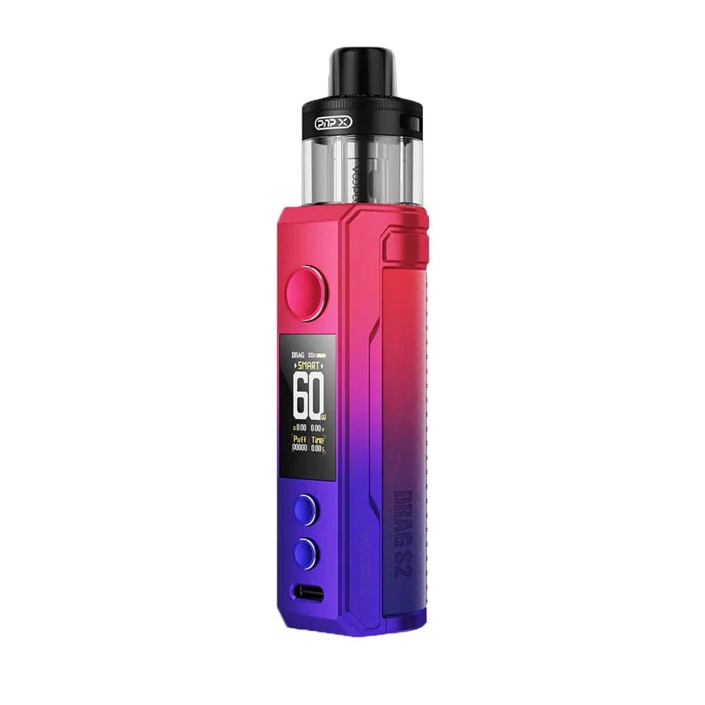 VOOPOO DRAG S2 60W pod system device with sleek design, featuring adjustable wattage and compact hardware for vaping.