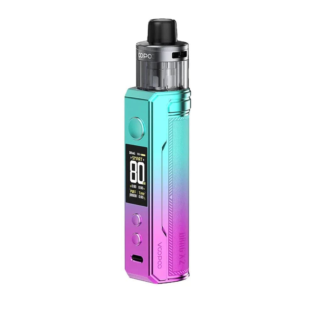 VOOPOO DRAG X2 80W pod system, compact hardware device with ergonomic design and adjustable airflow for vaping.