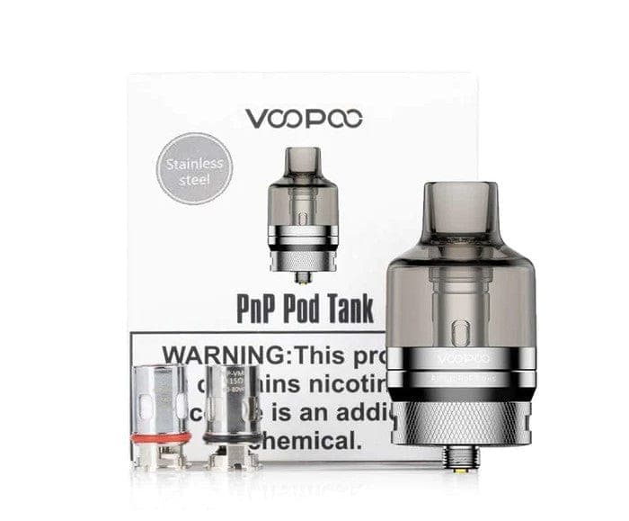 VOOPOO PnP Pod Tank for vape devices, clear view of the tank with adjustable airflow and replaceable PnP coils.