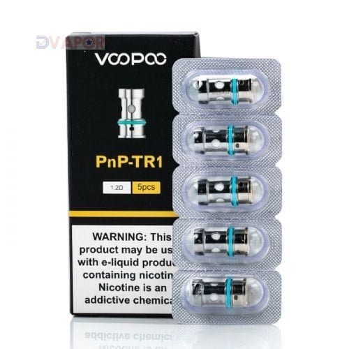 VOOPOO PnP replacement coils for vape devices, 5-pack, featuring coil heads designed for smooth vapor and flavor production.