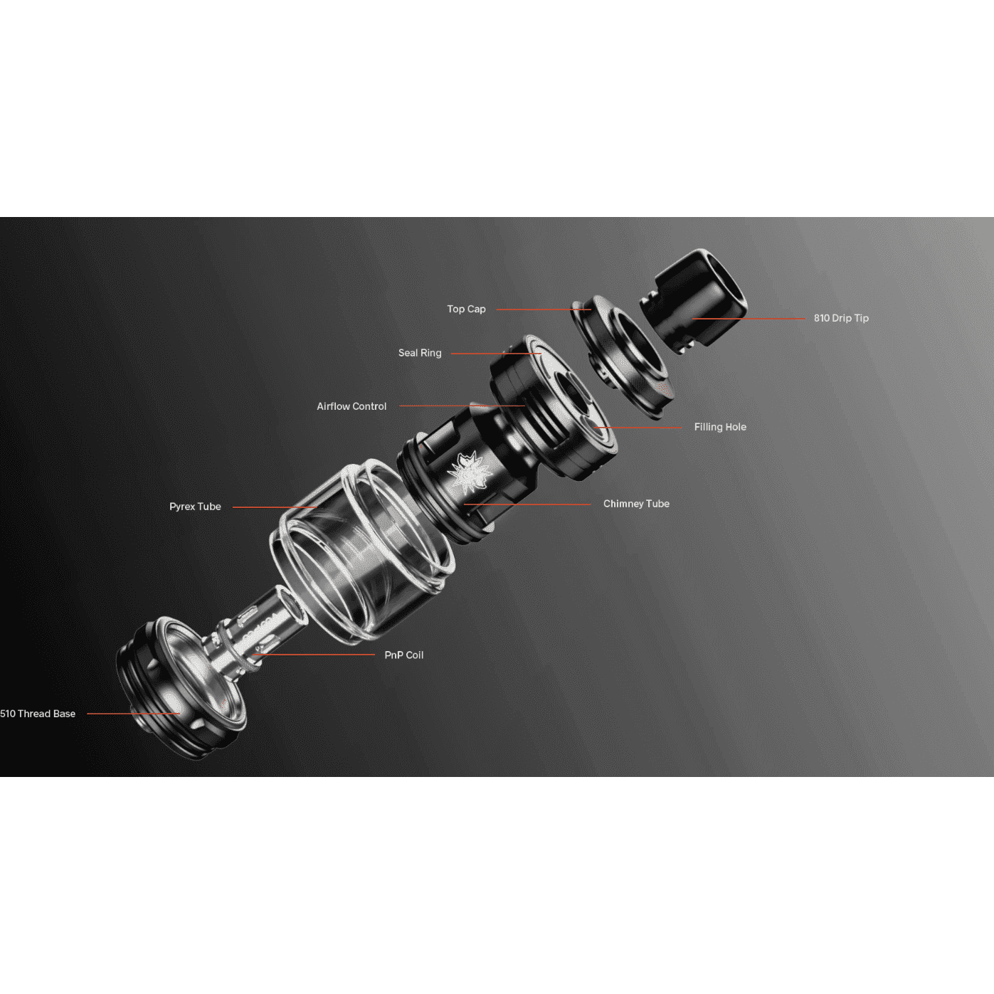 VooPoo UForce-L vape tank kit with two coils and extra glass, showcasing the tank's design and included accessories.