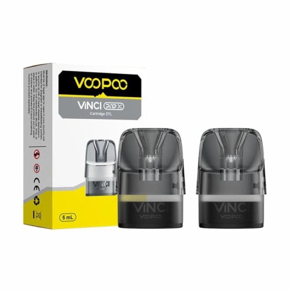 VOOPOO Vinci PnP-X Pods vape replacement parts with sleek design and clear e-liquid windows for easy refilling.