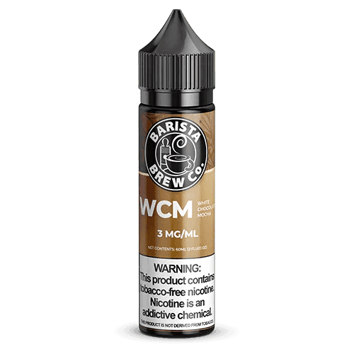 White Chocolate Mocha e-liquid by Barista Brew Co. in a 60mL bottle, featuring creamy white chocolate and rich coffee flavors.