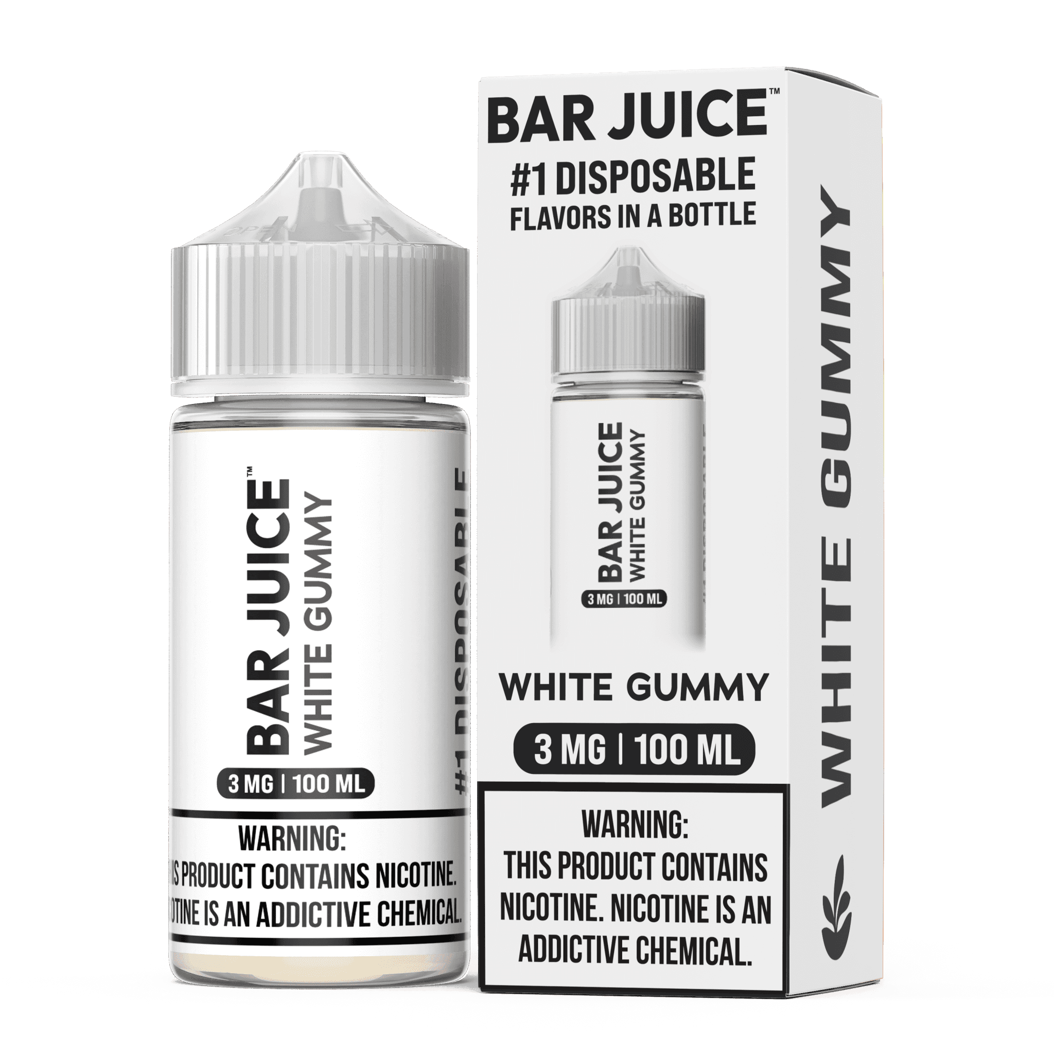 White Gummy Bar Juice e-liquid by Bar Juice in a 100mL bottle, featuring a white gummy candy flavor.