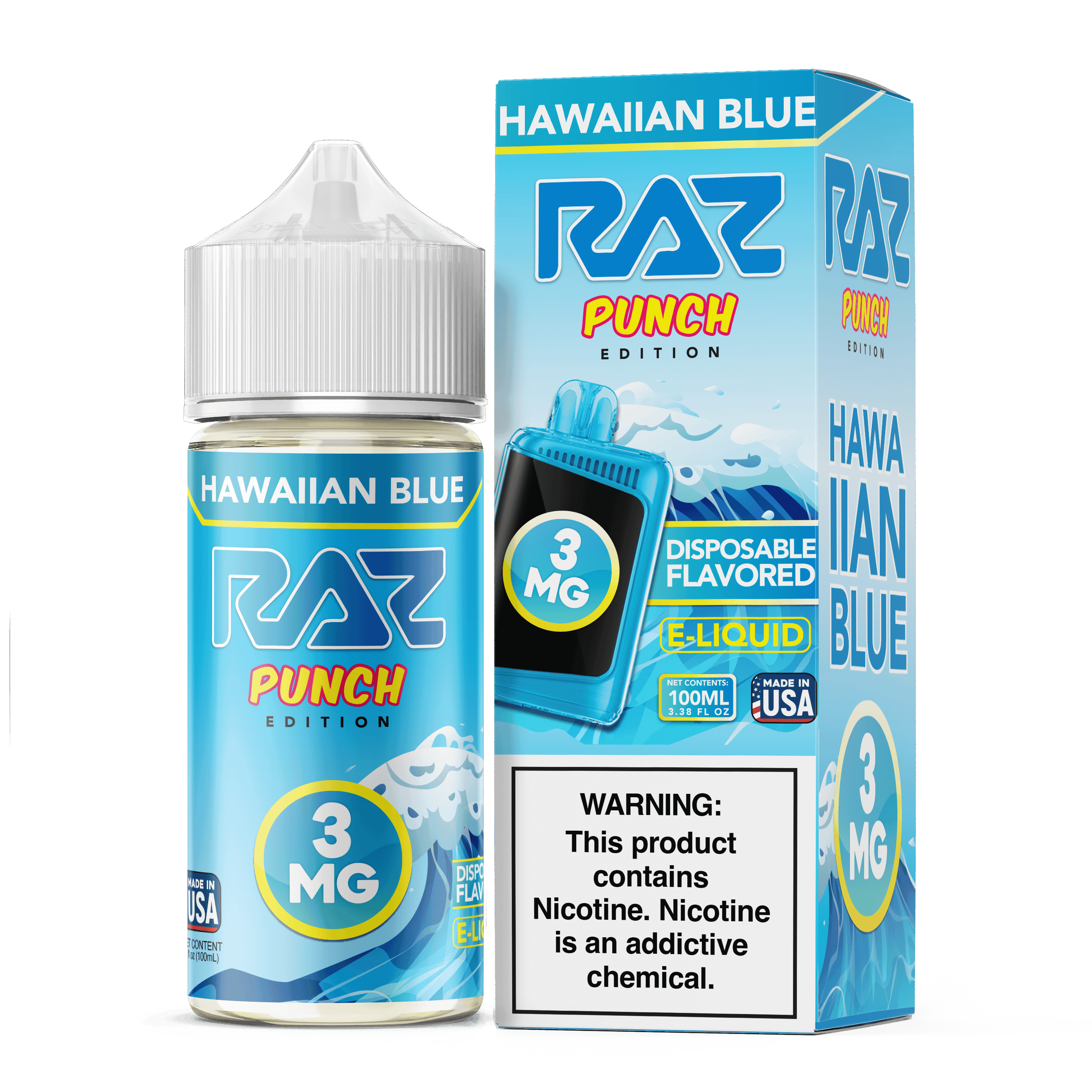 Pod Juice x Raz E-Liquid - 100mL — Hawaiian Blue — 3mg