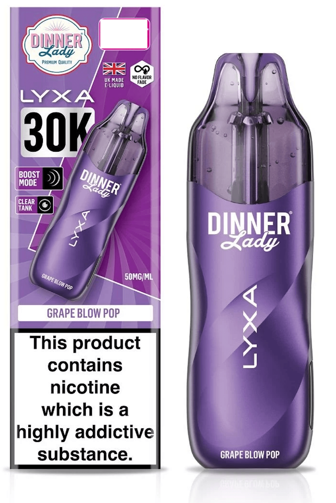 Dinner Lady LYXA 30K Disposable Vape — Grape Blow Pop
