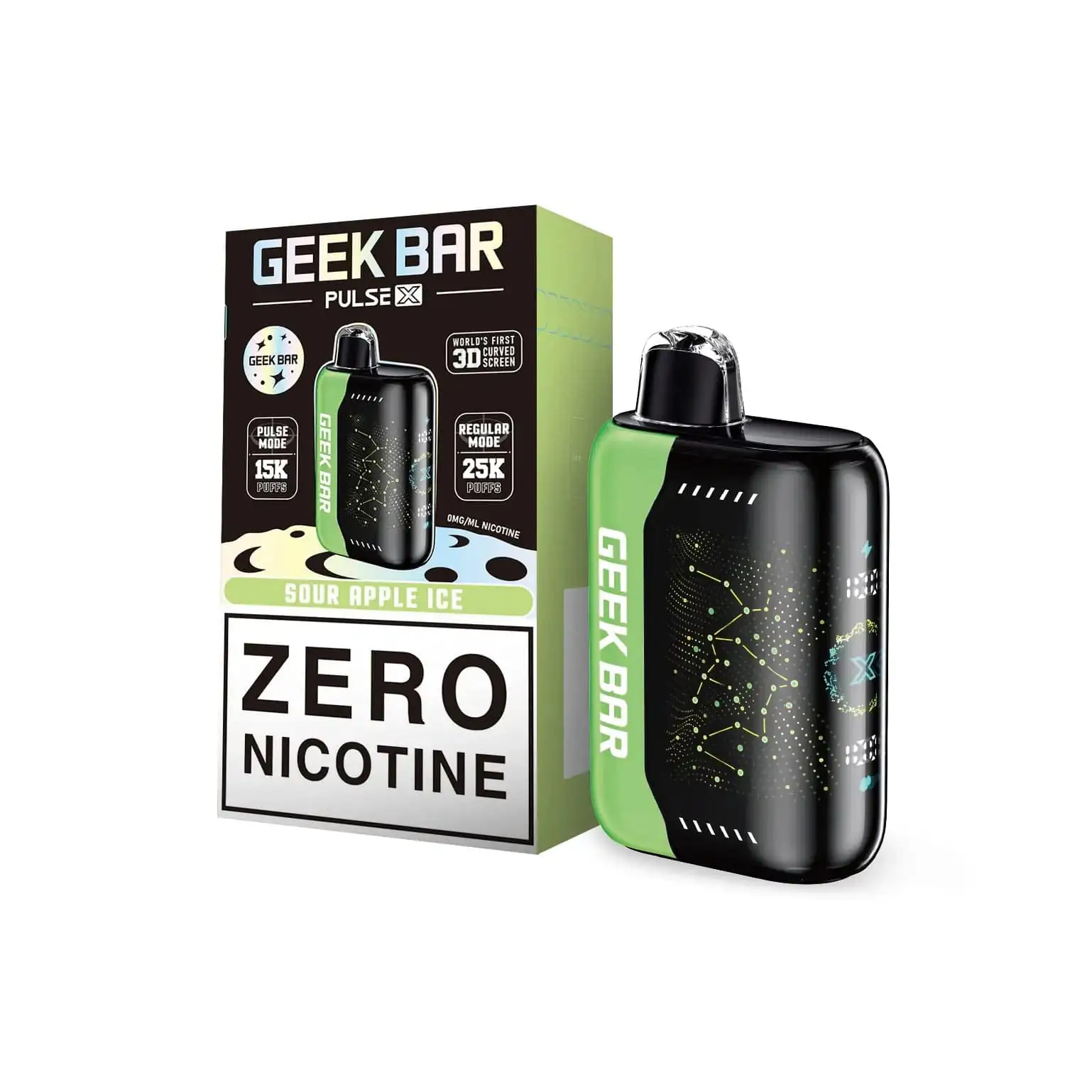 Geek Bar Pulse X 25k 0% Zero Nicotine Disposable — Sour Apple Ice