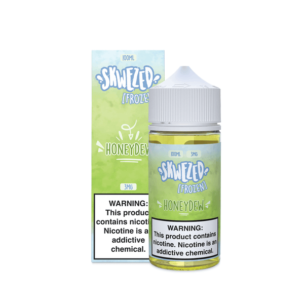 Skwezed Frozen Honeydew vape juice bottle, 100ml freebase e-liquid with icy honeydew flavor for vaping.