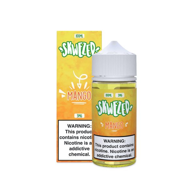 Skwezed Mango vape juice in 100mL bottle with vibrant mango flavor and clear label, designed for vaping enthusiasts.