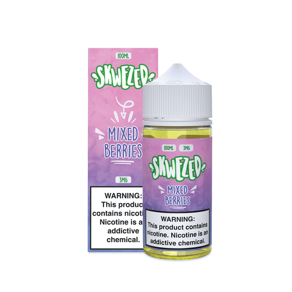 Skwezed Mixed Berries Vape Juice 100ml bottle with colorful berry blend label and vibrant fruit imagery.