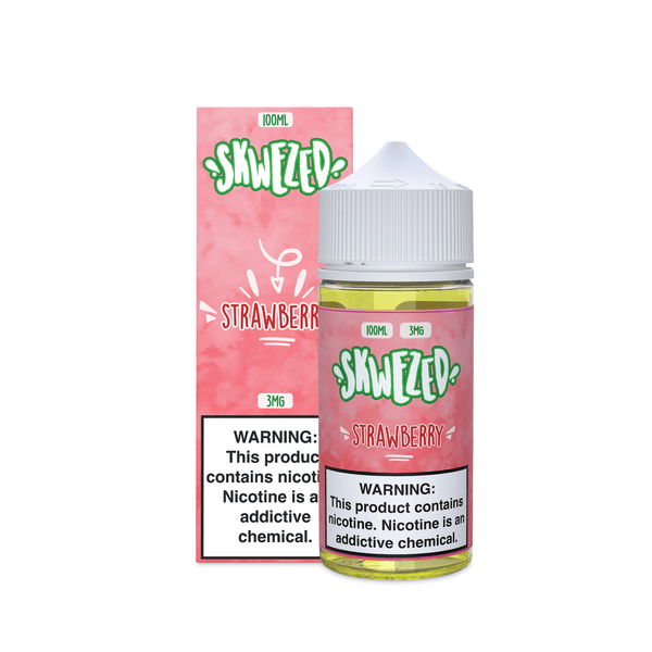 100ml bottle of Skwezed Strawberry vape juice with clear label, showcasing vibrant strawberry flavor for vaping enjoyment.