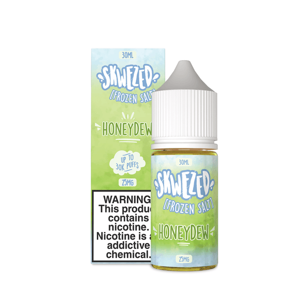 Skwezed Honeydew Salt Nicotine e-liquid in 30mL bottle with icy honeydew flavor, ideal for vaping.