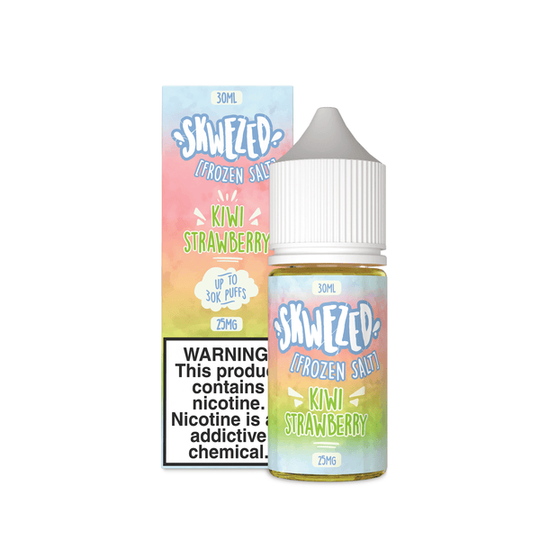 Skwezed FROZEN Kiwi Strawberry Salt nicotine e-liquid in 30ml bottle with icy kiwi and strawberry flavor.