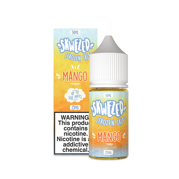 Skwezed Frozen Mango Salt Nicotine e-liquid in 30ml bottle, featuring icy mango flavor for vaping.