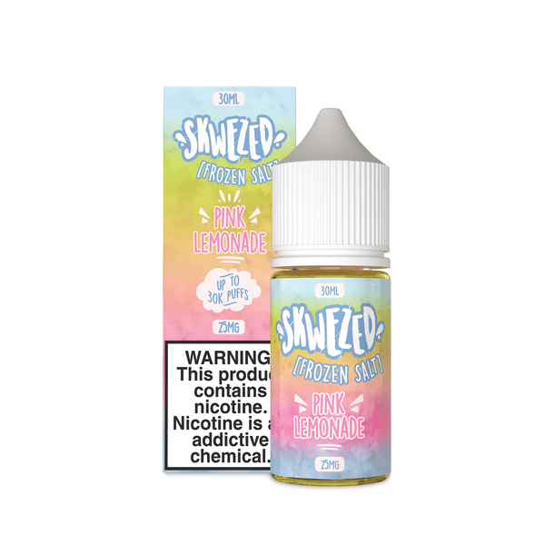 Skwezed Pink Lemonade Nicotine Salt e-liquid in 30ml bottle, featuring a vibrant pink lemonade flavor for vaping.
