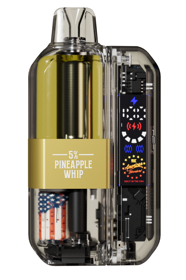 Vape device with '5% Pineapple Whip' disposable vape