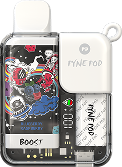 PYNE Pod Boost 8,500K blueberry disposable vape pen with blue blueberry flavor and sleek design.