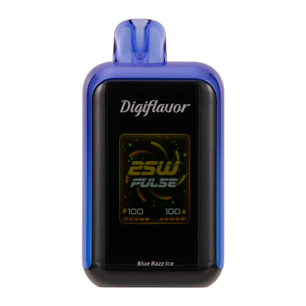 Digiflavor Sky disposable vape 25000 puffs in Blue Razz Ice flavor with dual mesh coils, smart display, USB-C charging, and adjustable airflow.