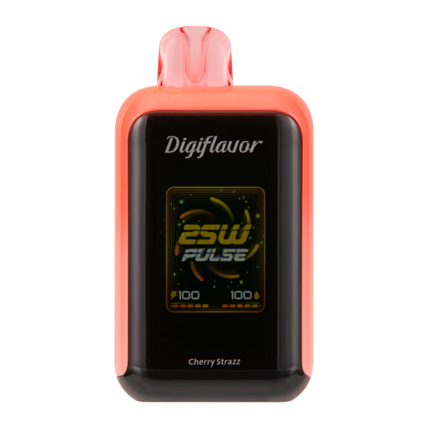 Digiflavor Sky disposable vape 25000 puffs in Cherry Strazz flavor with dual mesh coils, smart display, USB-C charging, and adjustable airflow.