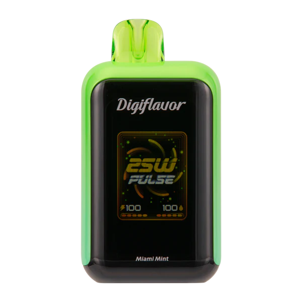 Digiflavor Sky disposable vape 25000 puffs in Miami Mint flavor with dual mesh coils, smart display, USB-C charging, and adjustable airflow.