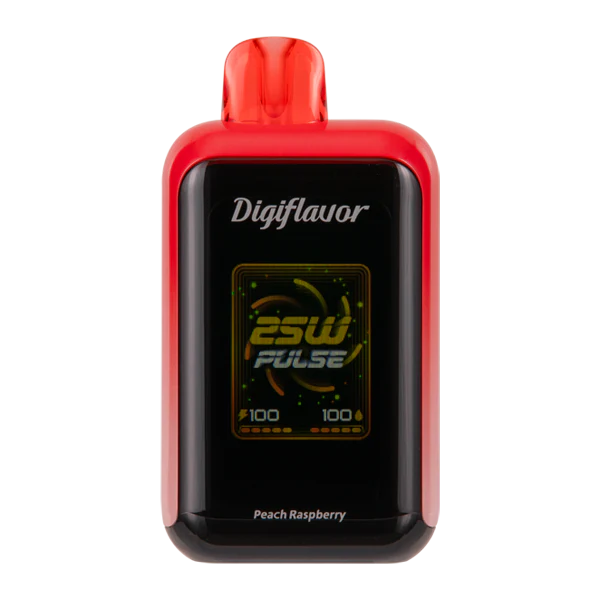 Digiflavor Sky disposable vape 25000 puffs in Peach Raspberry flavor with dual mesh coils, smart display, USB-C charging, and adjustable airflow.