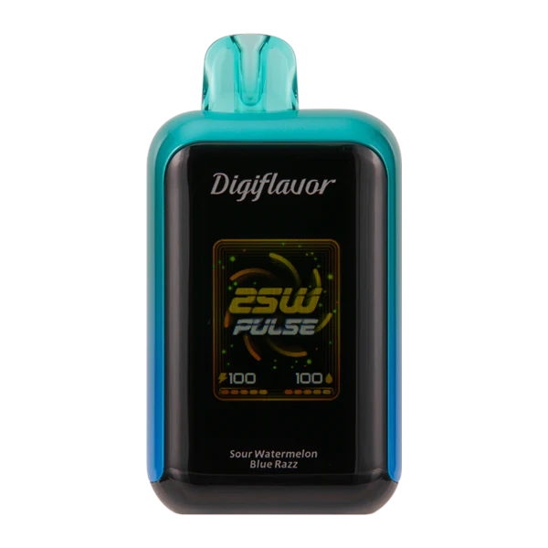 Digiflavor Sky disposable vape 25000 puffs in Sour Watermelon Razz flavor with dual mesh coils, smart display, USB-C charging, and adjustable airflow.