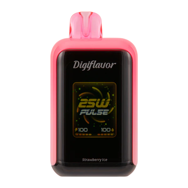 Digiflavor Sky disposable vape 25000 puffs in Strawberry Ice flavor with dual mesh coils, smart display, USB-C charging, and adjustable airflow.