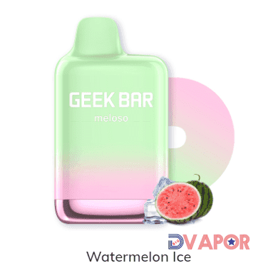 Geek Bar Meloso 9000K Puff disposable vape with watermelon ice flavor, compact and portable vape device from Geek Bar.