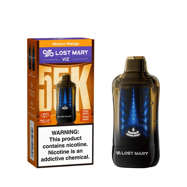 Lost Mary VIZ 55K Mexico Mango disposable vape and packaging box
