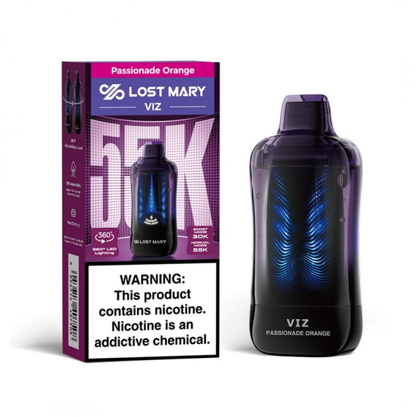 Lost Mary VIZ 55K Passionade Orange disposable vape and packaging box