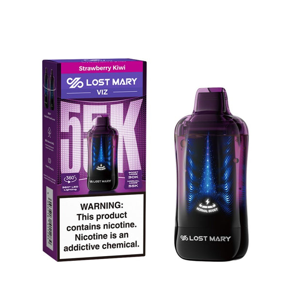 Lost Mary VIZ 55K Strawberry Kiwi disposable vape and packaging box