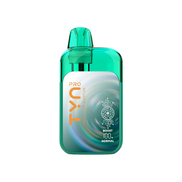 TYN Pro 50K disposable vape in MiamiMint flavor, showing the sleek vape device with mint-themed design and branding.