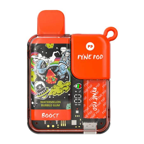 PYNE Pod Boost 8,500K disposable vape with sleek design and mouthpiece, ideal for on-the-go vaping.