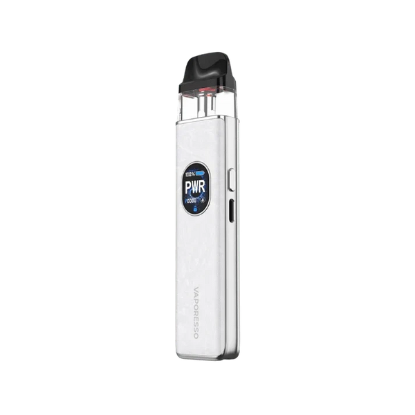 A Vaporesso XROS 5 30W Pod Kit in blue color with a textured design, featuring a display screen and a pod mod style design. Vaporesso XROS 5 30W Pod Kit