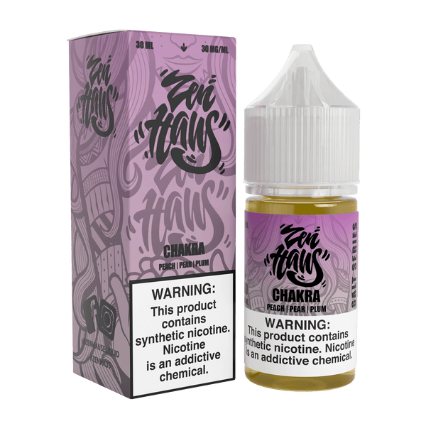 Zen Haus Chakra SALT nicotine salt bottle, 30mL, 30mg, featuring colorful chakra design on the label.