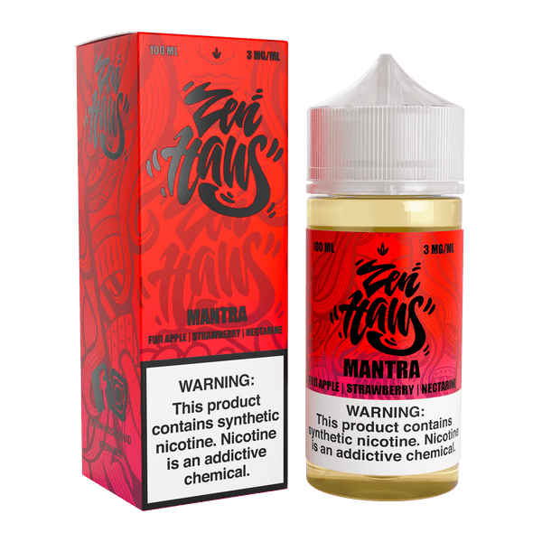 Zen Haus Mantra vape juice 100mL bottle with 3mg nicotine, showcasing colorful packaging and branding on a white background.