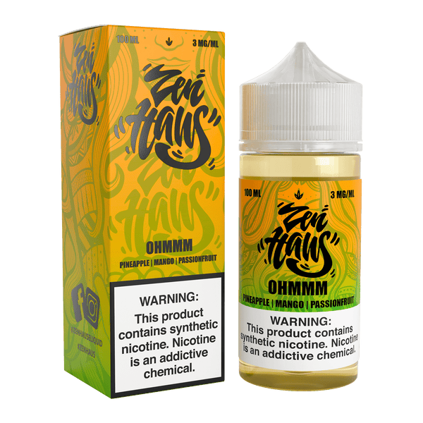 Zen Haus Ohmmm vape juice in 100mL bottle with 3mg nicotine, featuring a calming, herbal flavor for vaping.
