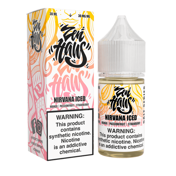Zen Haus Nirvana ICED SALT nicotine salt e-liquid bottle with 30mL size and Iced Salt flavor.