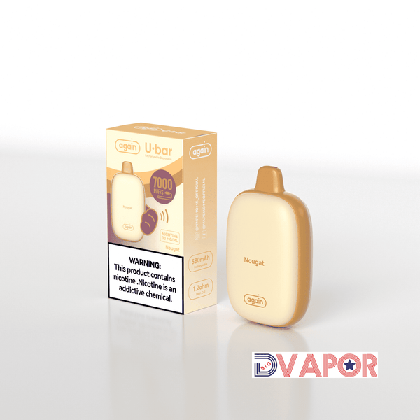 Again U-Bar 7000 disposable vape device, sleek design with colorful branding, compact and portable for on-the-go vaping.