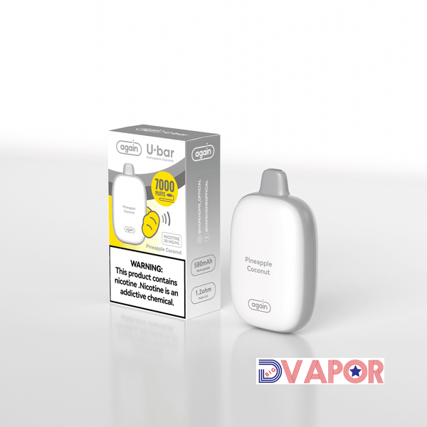 Again U-Bar 7000 disposable vape device with sleek design and colorful branding, designed for easy, portable vaping.