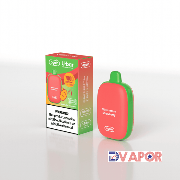 Again U-Bar 7000 disposable vape device with sleek design and branding, designed for easy use and portability.
