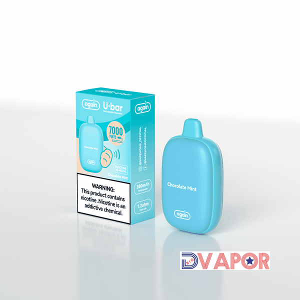 Again U-Bar 7000 Disposable Vape in sleek design, featuring mouthpiece and vapor outlet, for easy, portable vaping.