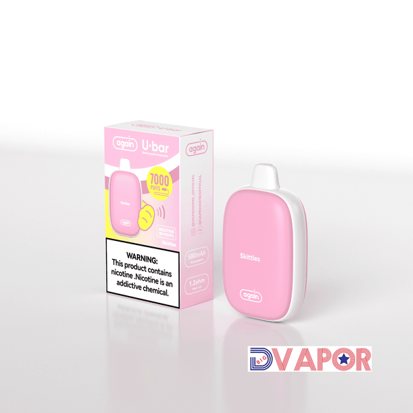 Again U-Bar 7000 disposable vape device with sleek design and mouthpiece, designed for easy use and flavorful vaping.