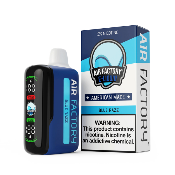 Air Factory 20K Puff Disposable Vape device with sleek design and mouthpiece, showcasing its portable and compact form.
